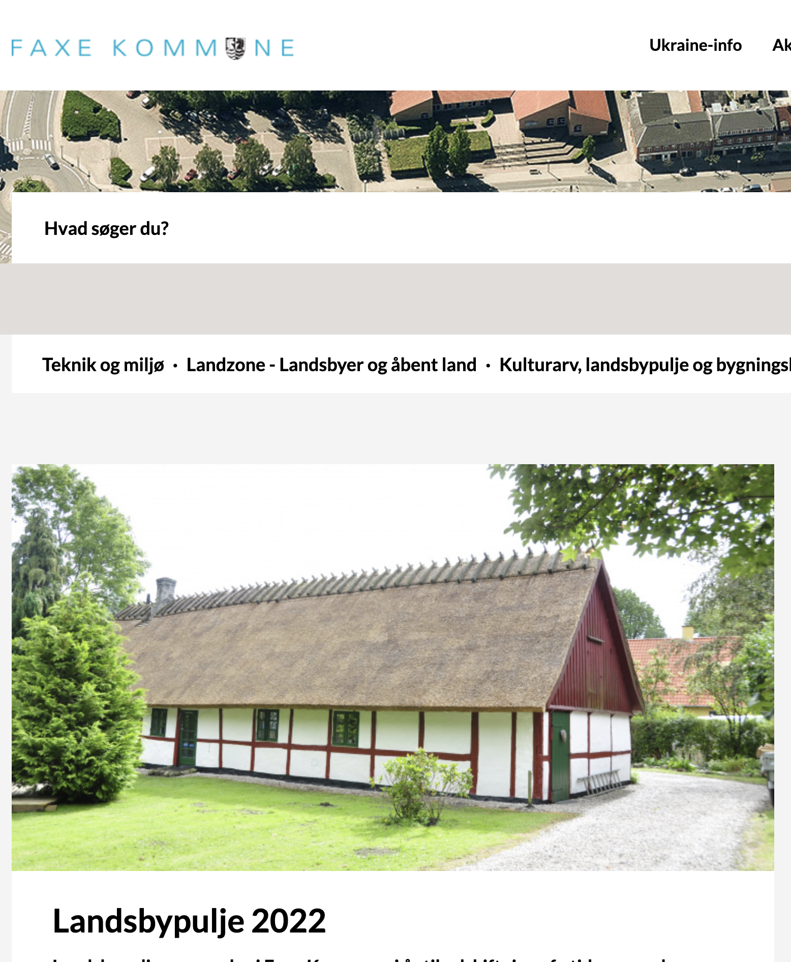 Skærmdump faxe kommunes hjemmeside